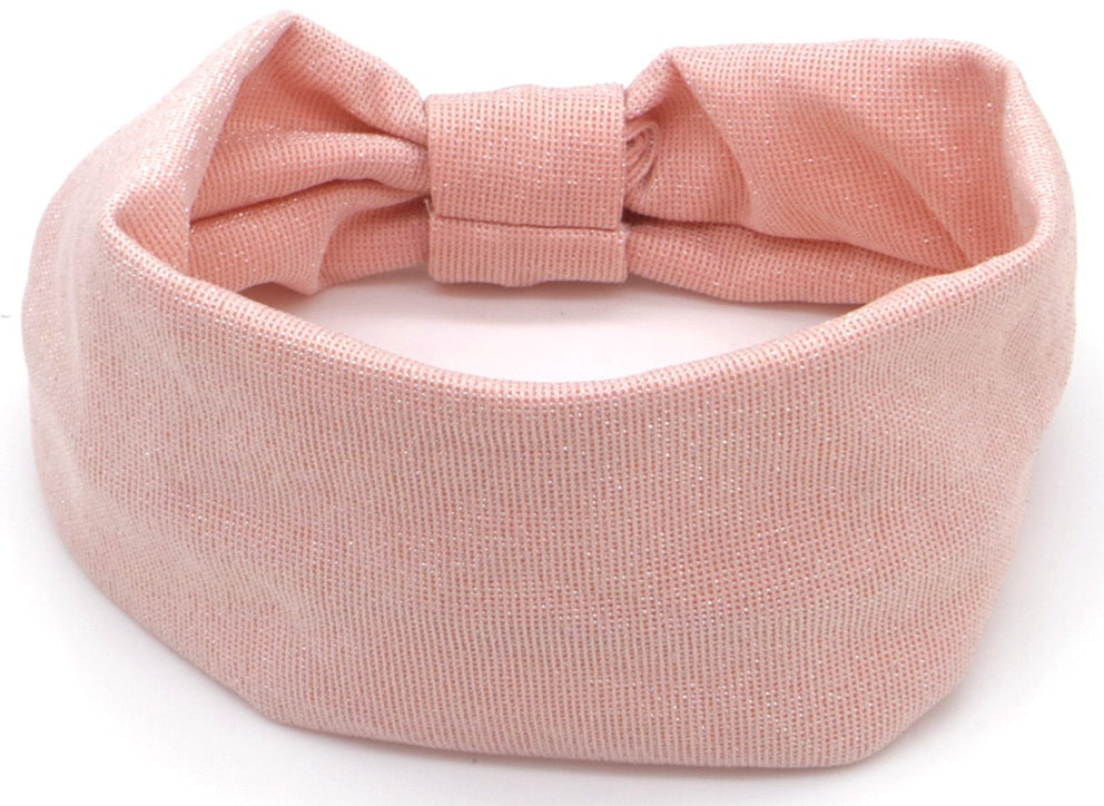 Elastische glitter haarband 8cm breed met strik roze
