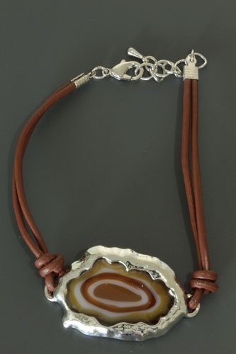Armband met platte steen - Bruin - Medase