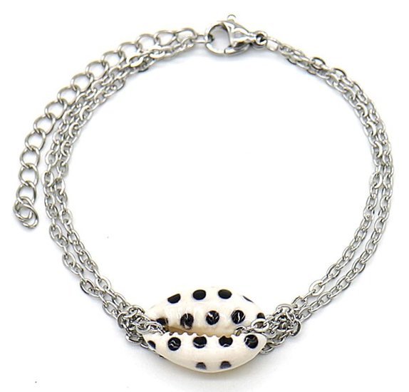 Armband schakel schelp stip - Zilver - Medase