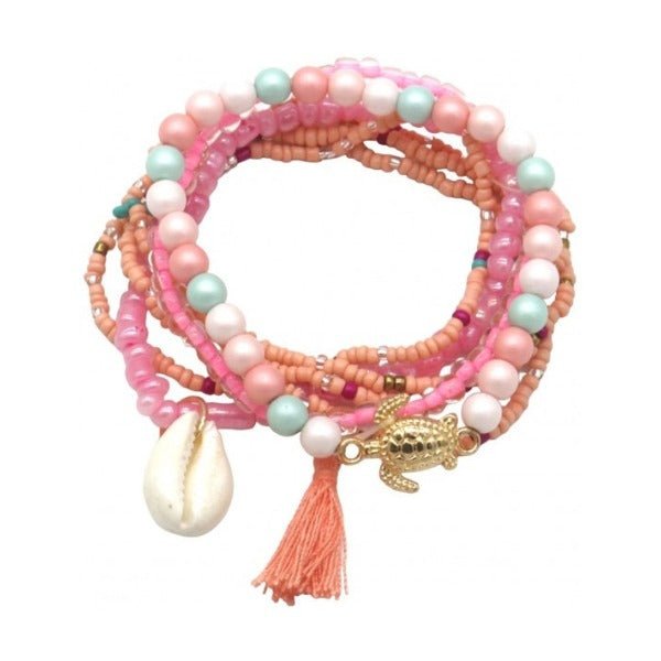 Armband set beaded beach - Roze - Medase