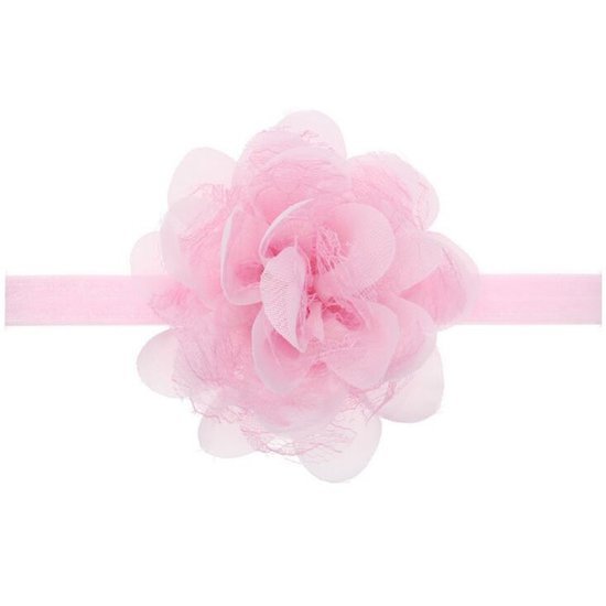 Baby/kinder haarband grote bloem - Licht roze - Medase