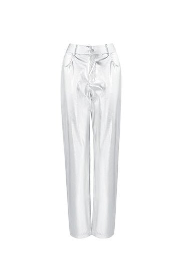 Broek metallic - Zilver mt M - Medase