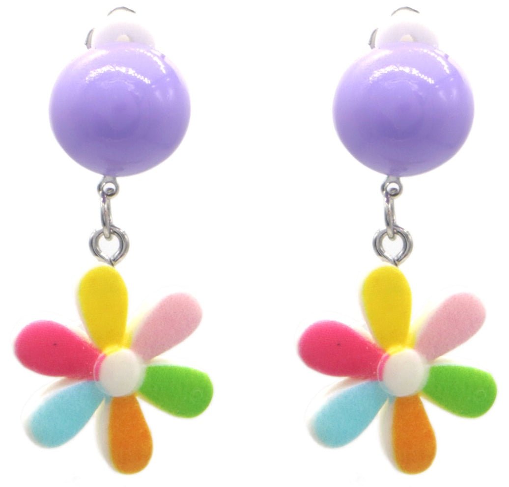 Clip - On Oorbellen Kinderen Bloem - Regenboog Kleuren - Medase