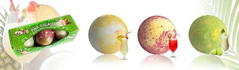 Cocktail Bath Bombs - Caribbean Dream, Piña Colada. - Medase