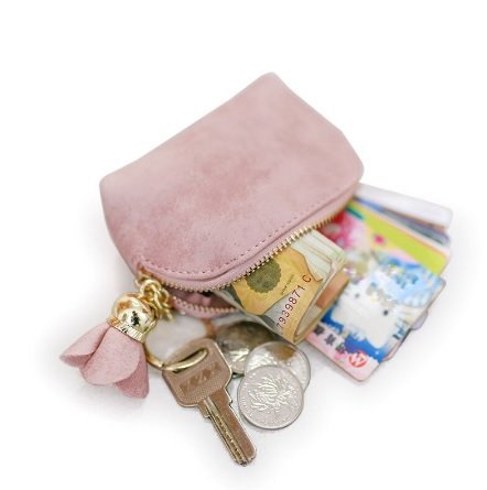 Coin purse PU leather met sleutelring - Roze - Medase