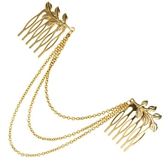 Dubbele haarkam met kettinkjes - Goud - Medase