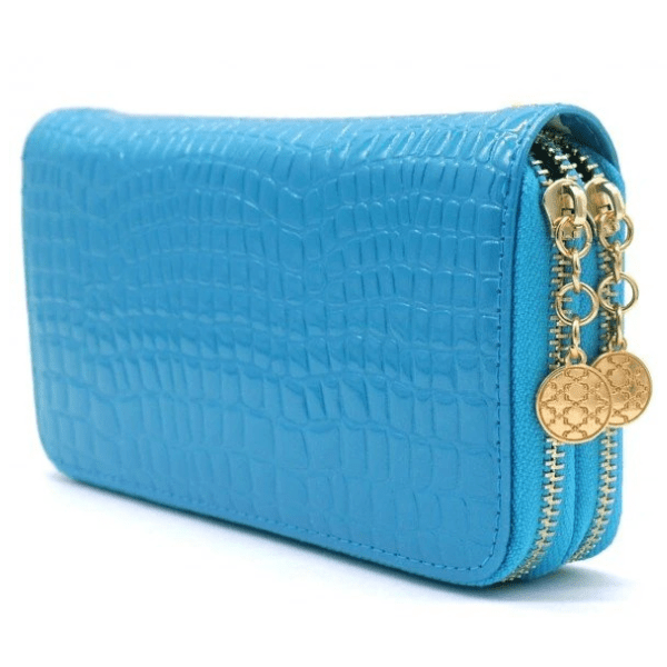 Dubbele portemonnee croco - Blauw - Medase