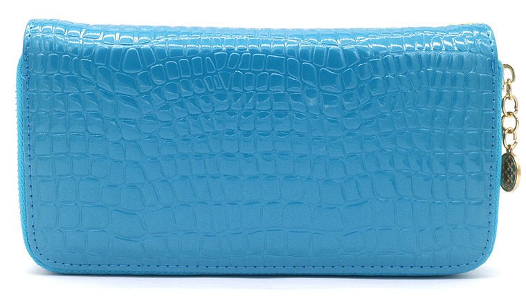 Dubbele portemonnee croco - Blauw - Medase