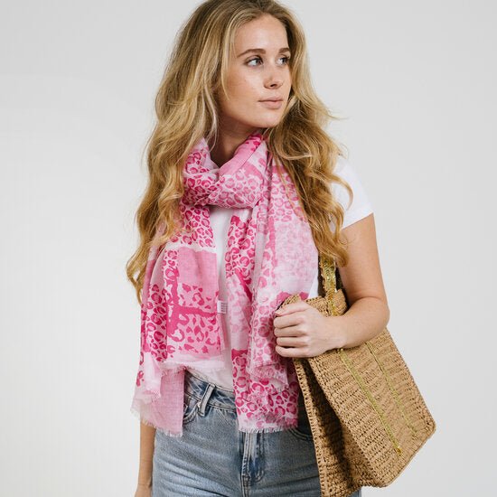 Dunne sjaal luipaard - Fushia - Medase