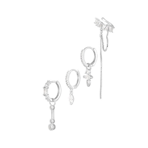 Ear party zirkoon strass - 4 delig - Medase