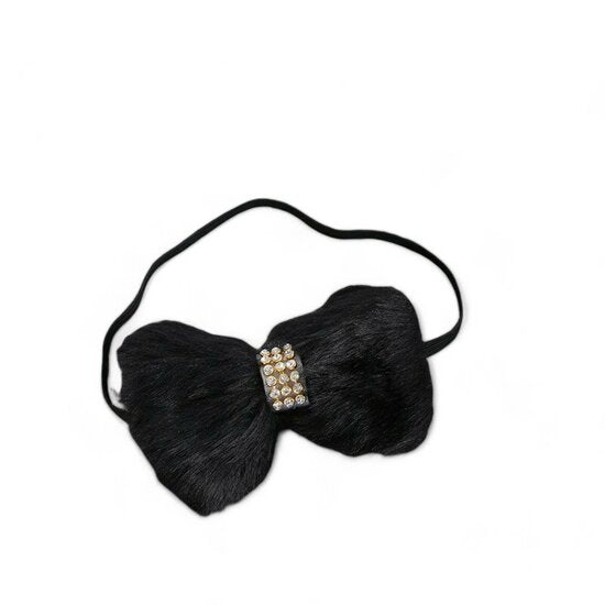 Elastische haarband bont strik - Zwart/Roze/Wit - Medase