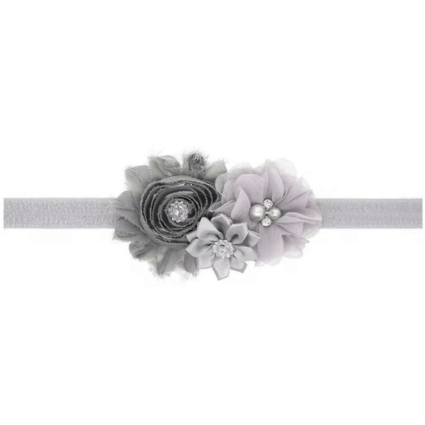 Elastische haarband flowers - Grijs - Medase