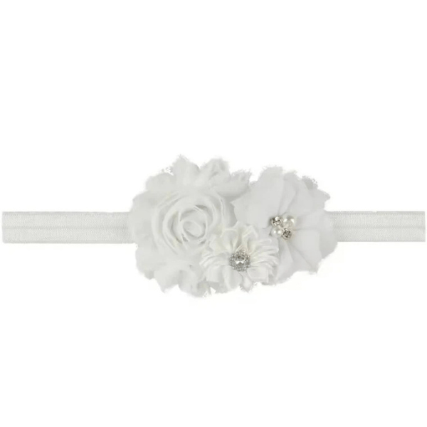 Elastische haarband flowers - Wit - Medase