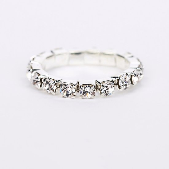 Elastische strass ring - Wit - Medase