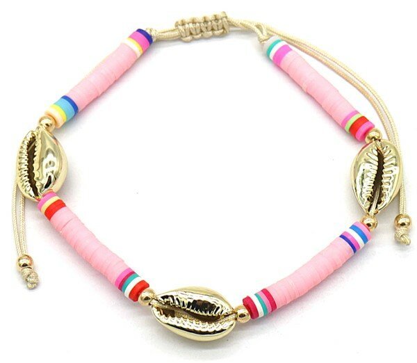 Enkelbandje gouden schelp - Roze - Medase
