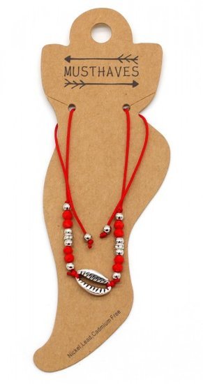 Enkelbandje schelp - Rood - Medase