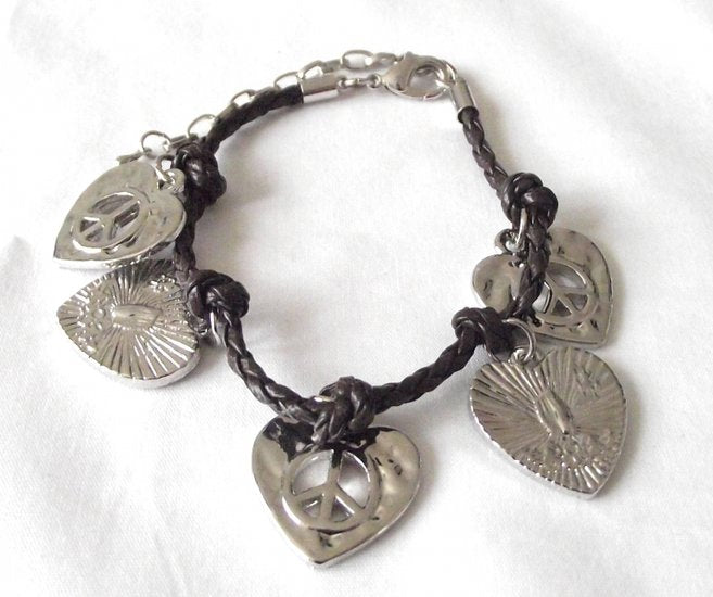 Gevlochten leren armband - bruin - Medase