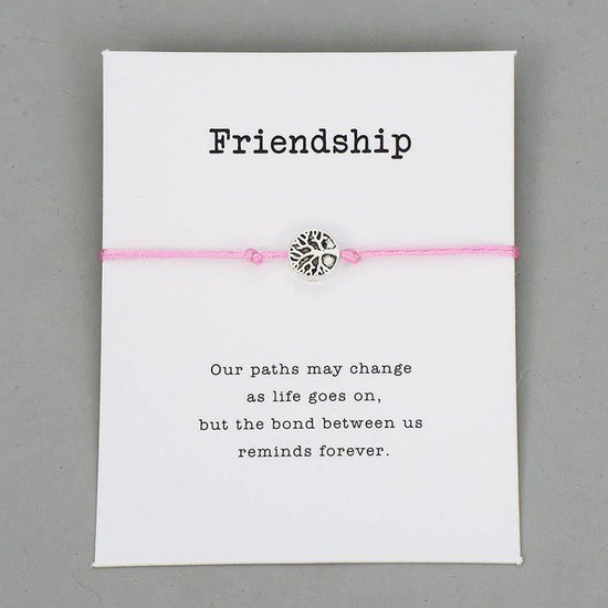 Giftcard met armband friendship - Roze - Medase