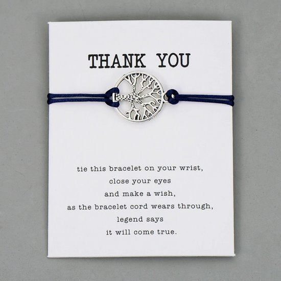 Giftcard met armband thank you - Blauw - Medase