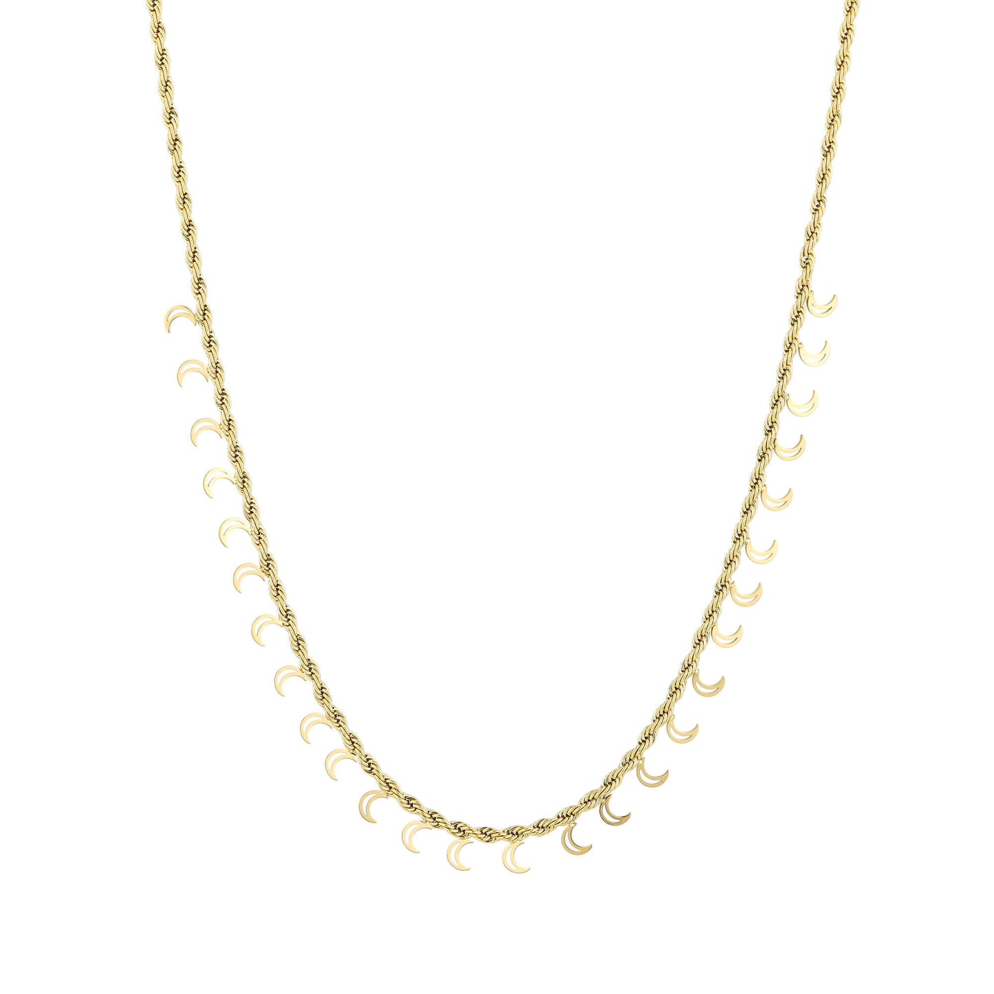 Goudkleurige stainless steel ketting met maanbedels - Medase