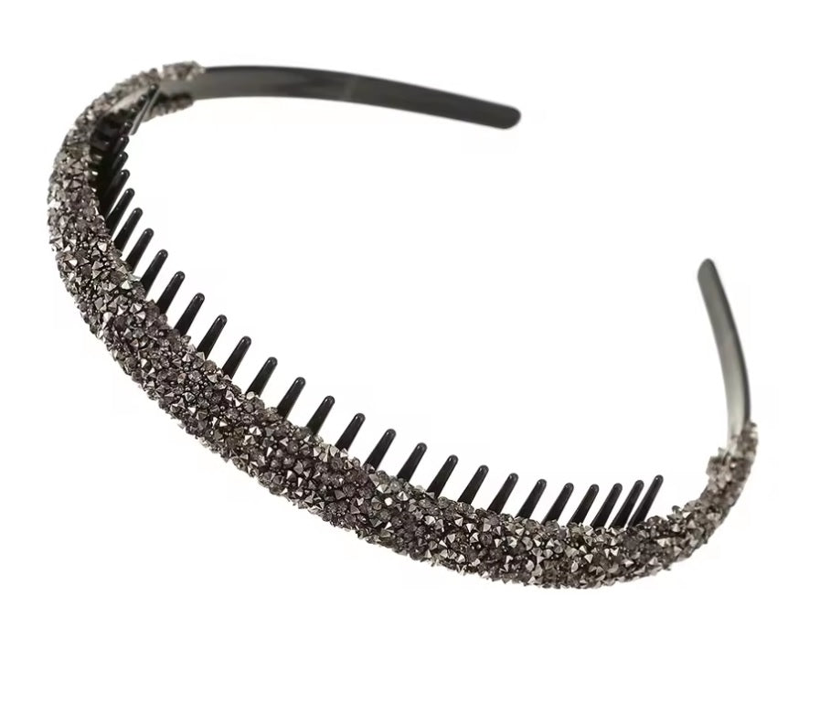 Haarband strass - Zwart , grijs of zilver - Medase
