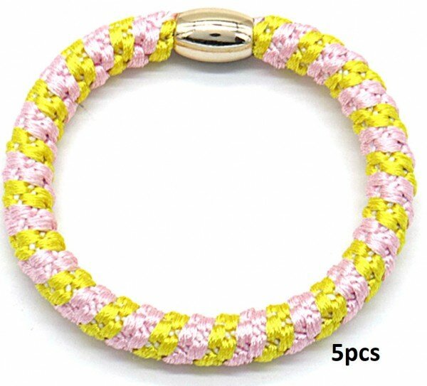 Haarelastieken set/5 - Roze/Geel - Medase