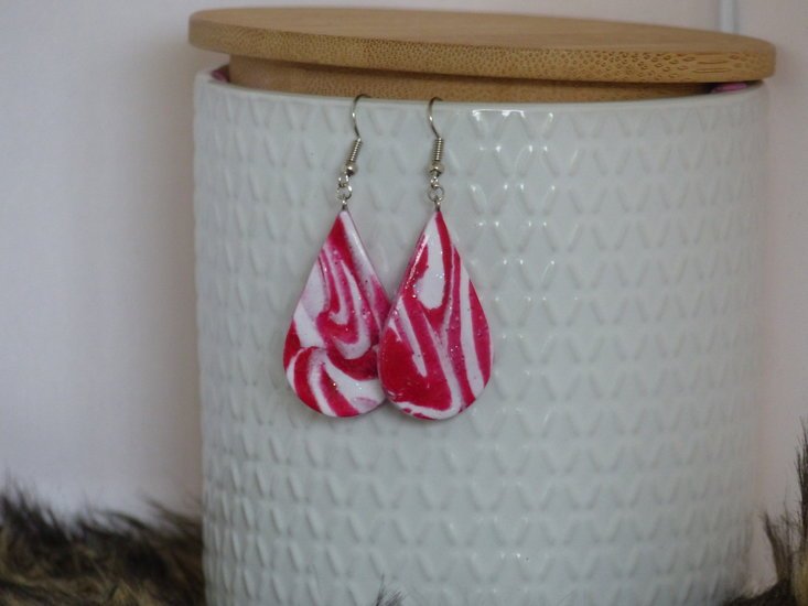 Handmade druppel oorbellen - Candy cane swirl - Medase