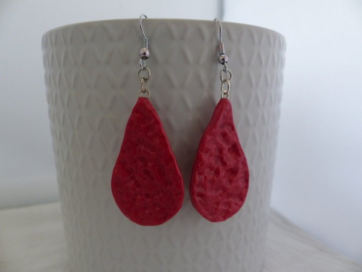 Handmade druppel oorbellen - Metallic roze - Medase