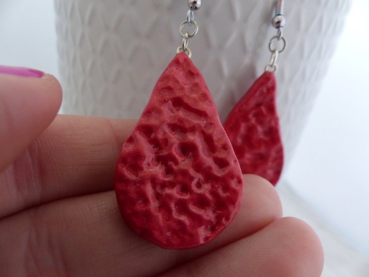 Handmade druppel oorbellen - Metallic roze - Medase