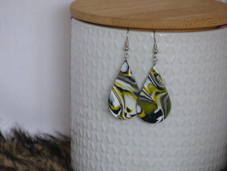 Handmade druppel oorbellen - Multi mix yellow - Medase
