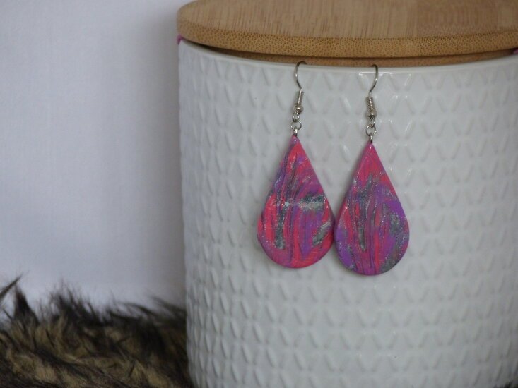 Handmade druppel oorbellen - Pink Party mix - Medase