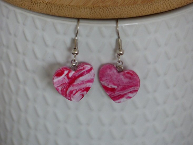 Handmade hartjes oorbellen - Candy cane swirl - Medase