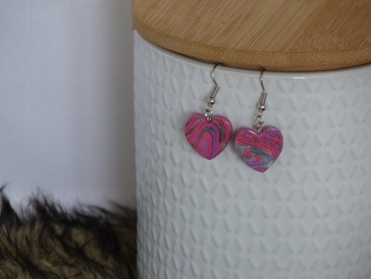 Handmade hartjes oorbellen - Pink Party mix - Medase