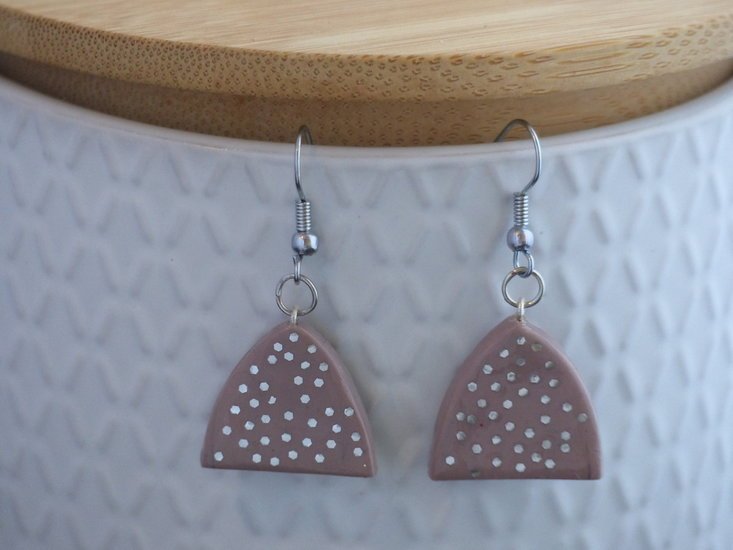 Handmade oorbellen halve ovaaltjes - multicolor glitter - Medase