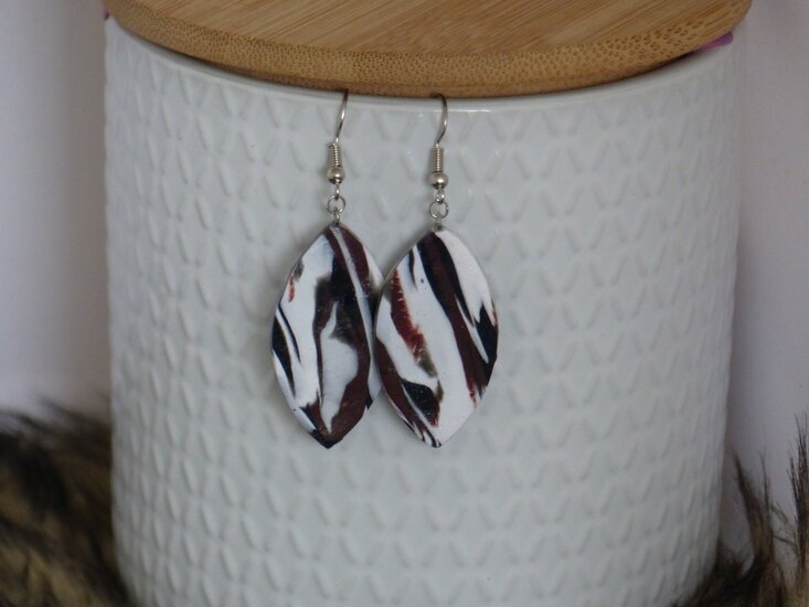 Handmade ovalen oorbellen - Multi mix brown - Medase