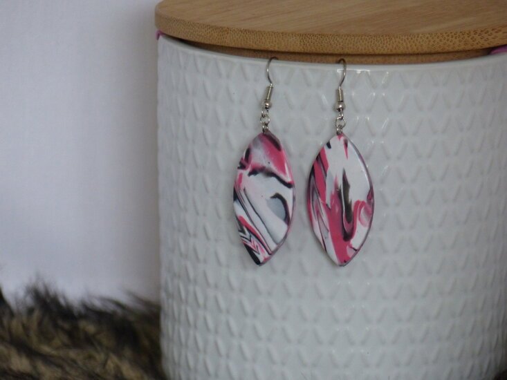 Handmade ovalen oorbellen - Multi mix pink - Medase