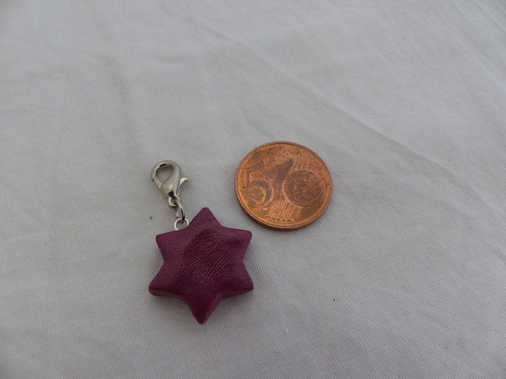 Handmade ster bedel - metallic roze - Medase