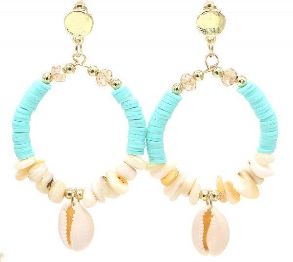 Katsuki oorbellen schelp - Blauw/goud - Medase