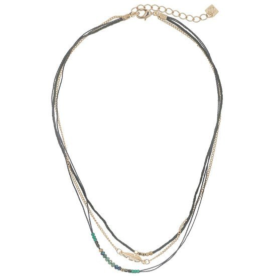Ketting beads/feather - Groen/Goud - Medase
