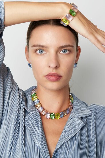 Ketting glamour - Goud/Fuchsia - Medase
