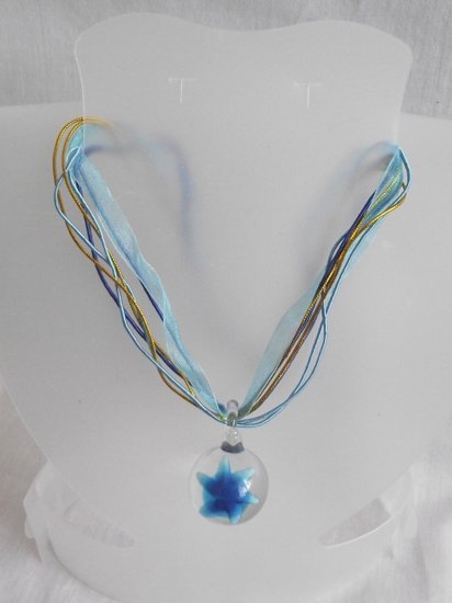 Ketting met glashanger - Blauw - Medase