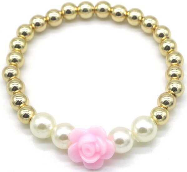 Kinderarmband roos - Wit/goud/Roze - Medase