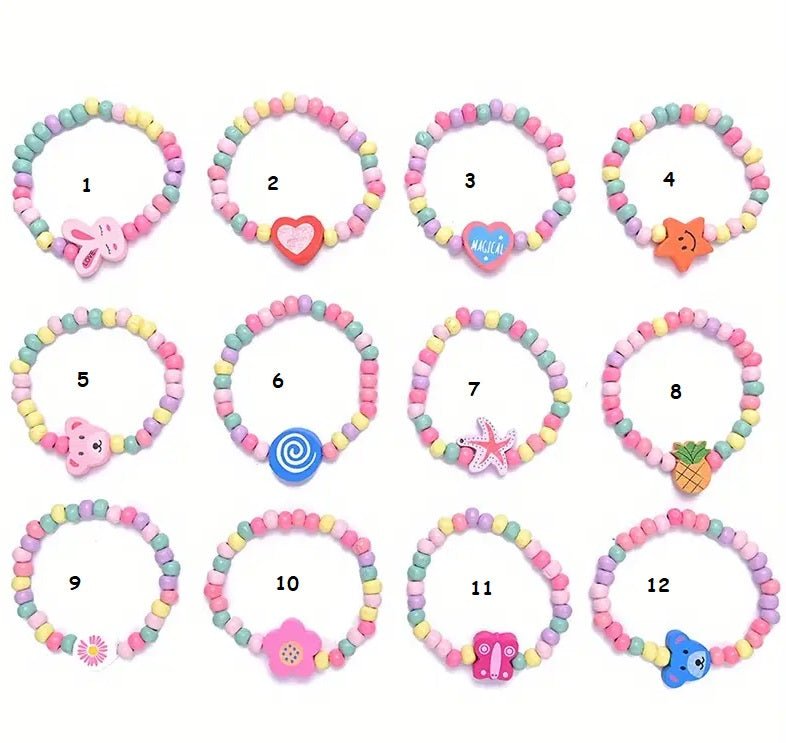 Kinderarmbandjes Houten Kralen – Elastisch – 12 Designs - Medase
