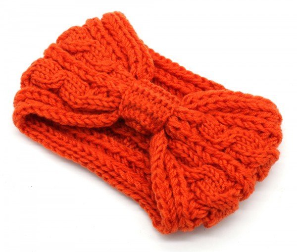 Knitted bow headband - Oranje - Medase