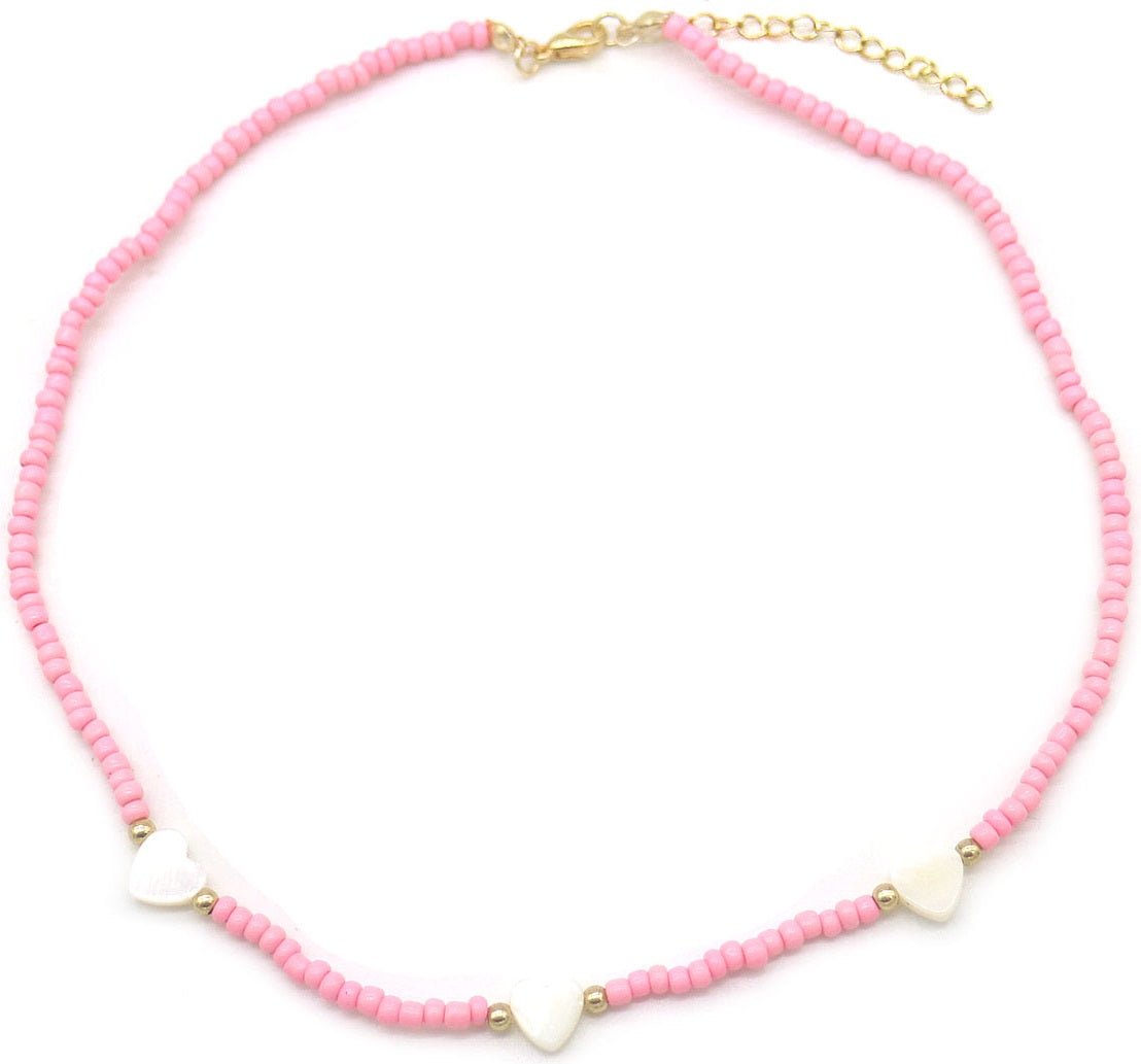 Kralen Ketting Kinderen Hartjes - Roze met Witte Hartjes - Medase