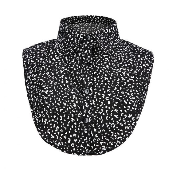 Los kraagje/Blouse kraagje leopard - Zwart - Medase