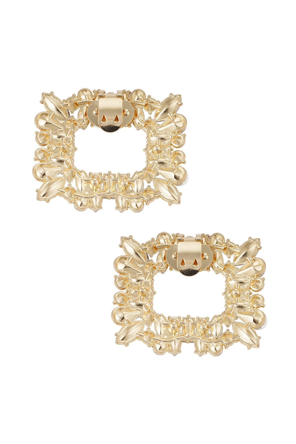 Luxe Schoenclips met Strass – Rechthoekig – Goud of Zilver – 5x6 cm - Medase