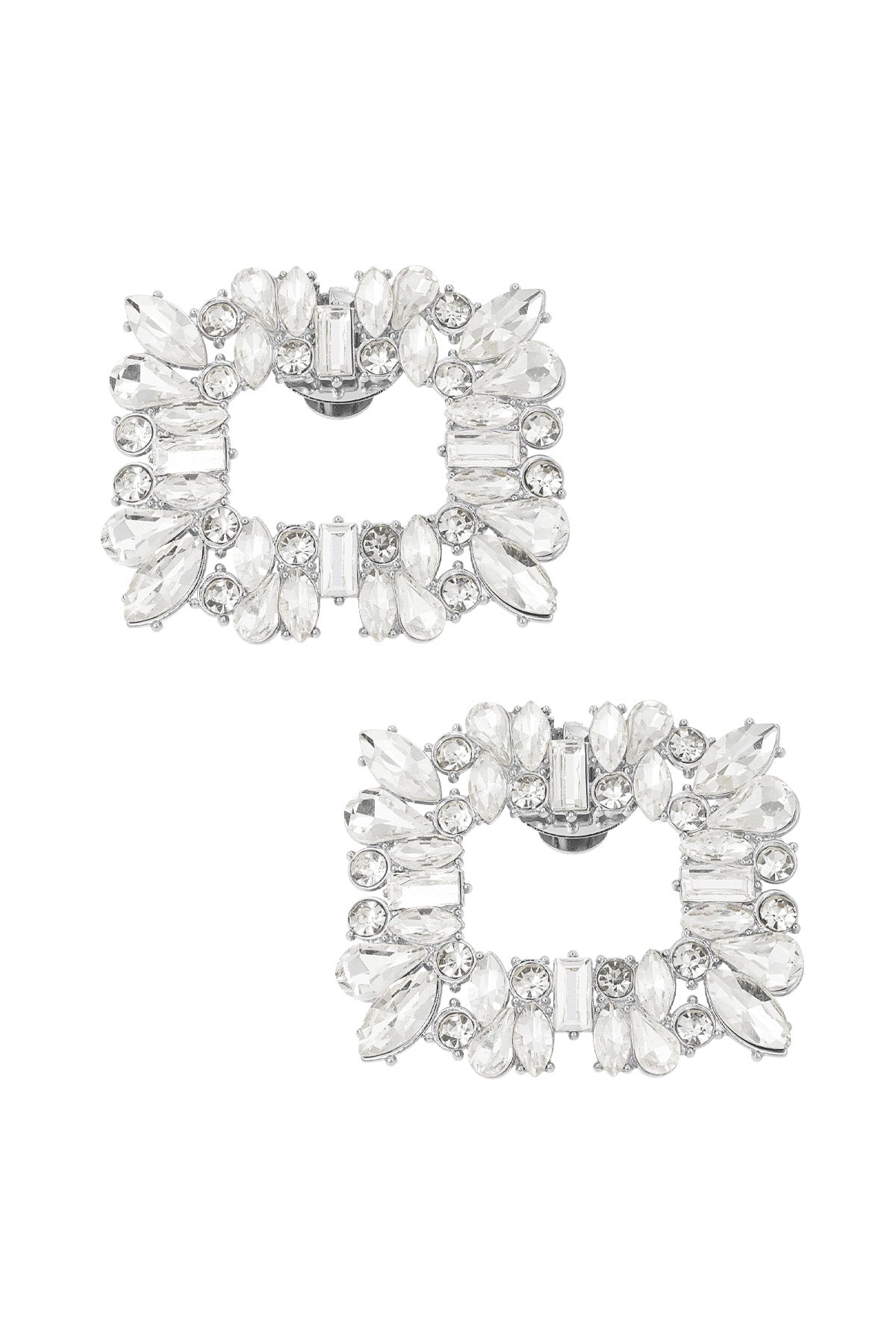 Luxe Schoenclips met Strass – Rechthoekig – Goud of Zilver – 5x6 cm - Medase