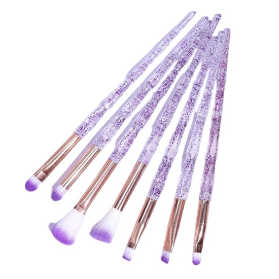 Make up kwasten set 7/st - unicorn paarse glitter - Medase