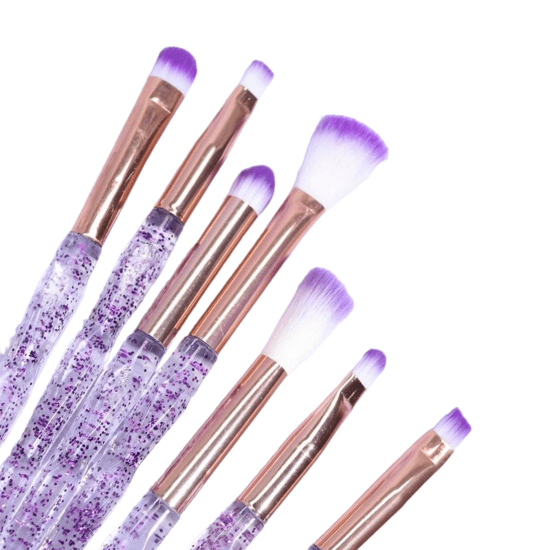 Make up kwasten set 7/st - unicorn paarse glitter - Medase